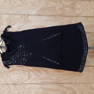 Lulu Love Black Rivet Embellished Kangaroo Pocket Hoodie Dress Size M